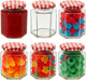280ml Jam Jars Hexagonal Storage Glass Jars with Red Gingham/Blue Gingham/Gold Lids - Available 6 Pack/ 12 Pack/ 24 Pack