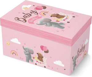 Baby Pink Keepsake Box with Lid- Baby Girl Gift Box