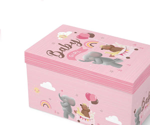 Baby Pink Keepsake Box with Lid- Baby Girl Gift Box