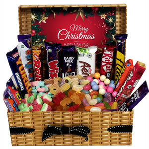 Pick n Mix Sweets Chocolate Hamper | Sweets and Chocolate Xmas Gift Hamper | 1Kg Sweets & 13 Standard Bars Santa Free 30 Xmas Cards