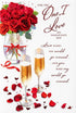 Romantic Valentine’s Day Greeting Card – “For the One I Love” Rose & Champagne Design