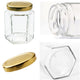 Glass Jam Jars with Lid & Labels - 280ml / 9oz Hexagonal Storage Glass Jars | Airtight Jar for Kitchen- 12 Set