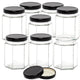 Glass Jam Jars with Lid & Labels - 280ml / 9oz Hexagonal Storage Glass Jars | Airtight Jar for Kitchen- 12 Set