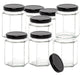 Glass Jam Jars with Lid & Labels - 280ml / 9oz Hexagonal Storage Glass Jars | Airtight Jar for Kitchen- 12 Set