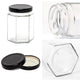 Glass Jam Jars with Lid & Labels - 280ml / 9oz Hexagonal Storage Glass Jars | Airtight Jar for Kitchen- 12 Set