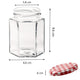 Glass Jam Jars with Lid & Labels - 280ml / 9oz Hexagonal Storage Glass Jars | Airtight Jar for Kitchen- 12 Set