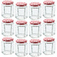 Glass Jam Jars with Lid & Labels - 280ml / 9oz Hexagonal Storage Glass Jars | Airtight Jar for Kitchen- 12 Set