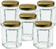 280ml Jam Jars Hexagonal Storage Glass Jars with Red Gingham/Blue Gingham/Gold Lids - Available 6 Pack/ 12 Pack/ 24 Pack