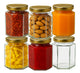 280ml Jam Jars Hexagonal Storage Glass Jars with Red Gingham/Blue Gingham/Gold Lids - Available 6 Pack/ 12 Pack/ 24 Pack