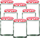 190ml / 7oz Round Glass Jars with Red Gingham Lid & Adhesive Labels Air Tight Twist Lids Reusable Canning Storage Jar for Preserves, Jelly and Herbs