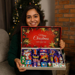 Merry Christmas Chocolate Gift Box - Milk Chocolate Selection Box for Holiday Gifting