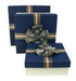 Premium Cream Blue Box With Grey Decorative Bow - Set of 3