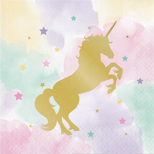 Magical Unicorn Sparkle Party Tableware-Party Plate,Cups,Napkins,Table Cover With Free Candles Balloons And Balloon Pump-8/16/32 Guests