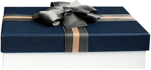 Premium Cream Blue Box With Grey Decorative Bow - Set of 3