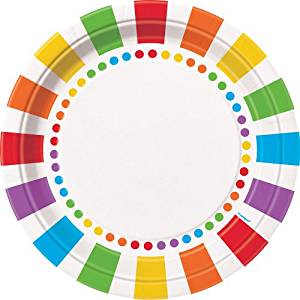 Rainbow Party Supplies Cups Plates Napkins Table Cover for 8 Guests