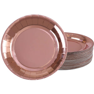 Rose Gold Party Paper Plates - Pack of 16