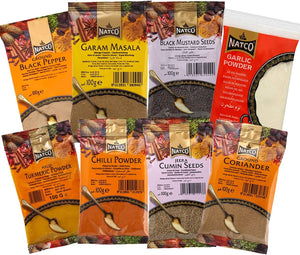 Indian Curry Set- 8 Cooking Spices Refill Bags