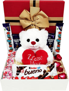 Kinder & Cadbury Lovers Hamper with Love Naps and Red Foil Heart