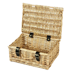 Traditional Wicker Hamper Basket Hand Woven Gift Box with Lid and Lock - 10 Inch